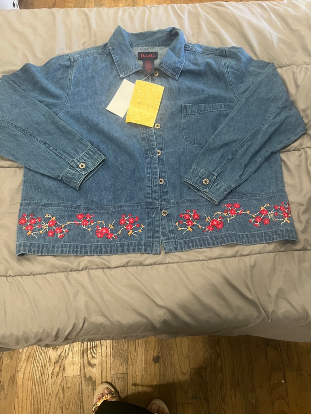 Denim&Co Blue Denim Shirt Jacket with Red Logo Tag